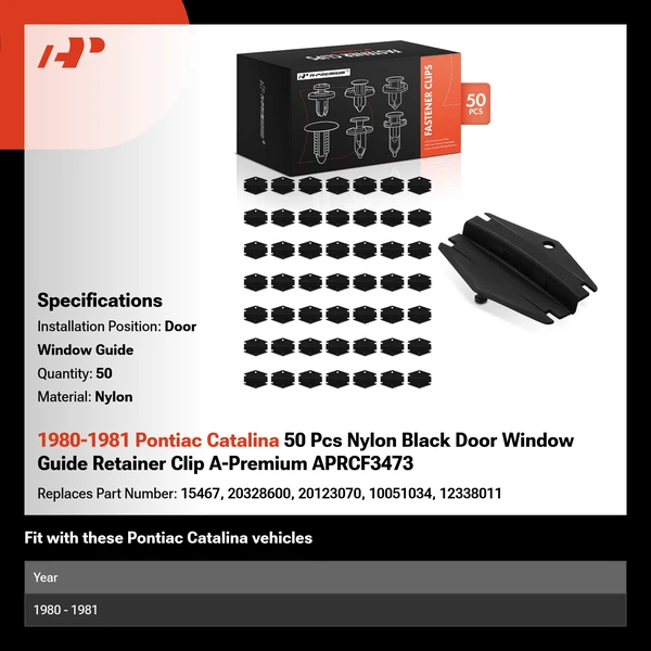 1980-1981 Pontiac Catalina 50 Pcs Nylon Black Door Window Guide A-Premium APRCF3473