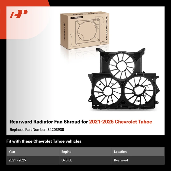 Rearward Radiator Fan Shroud for 2021-2025 Chevrolet Tahoe