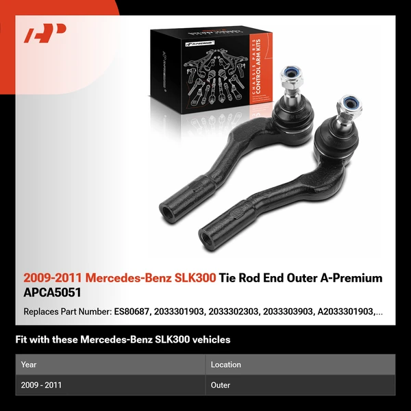 2009-2011 Mercedes-Benz SLK300 Tie Rod End Outer A-Premium APCA5051