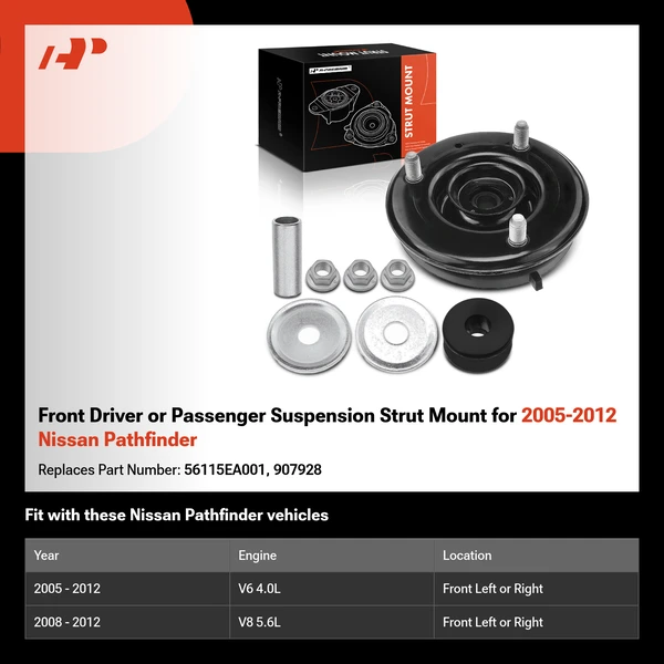 Front Driver or Passenger Suspension Strut Mount for 2005-2012 Nissan Pathfinder