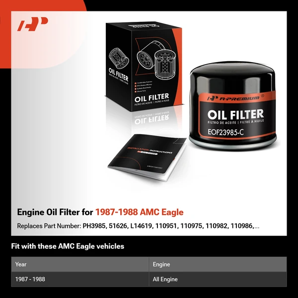 Engine Oil Filter for 1987-1988 AMC Eagle