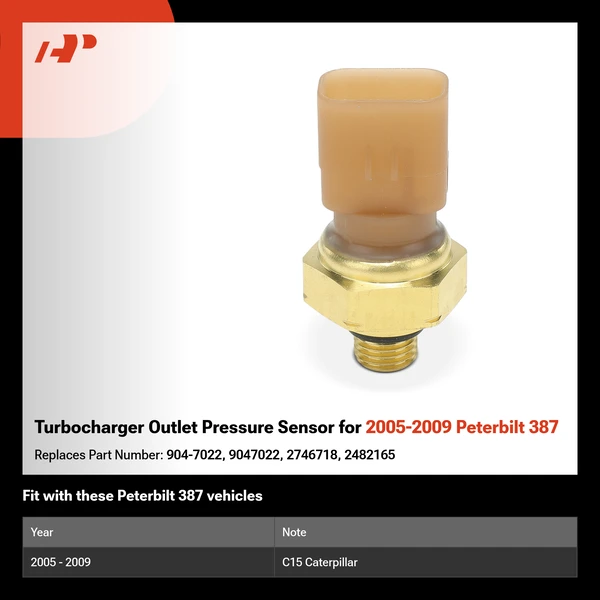 Turbocharger Outlet Pressure Sensor for 2005-2009 Peterbilt 387