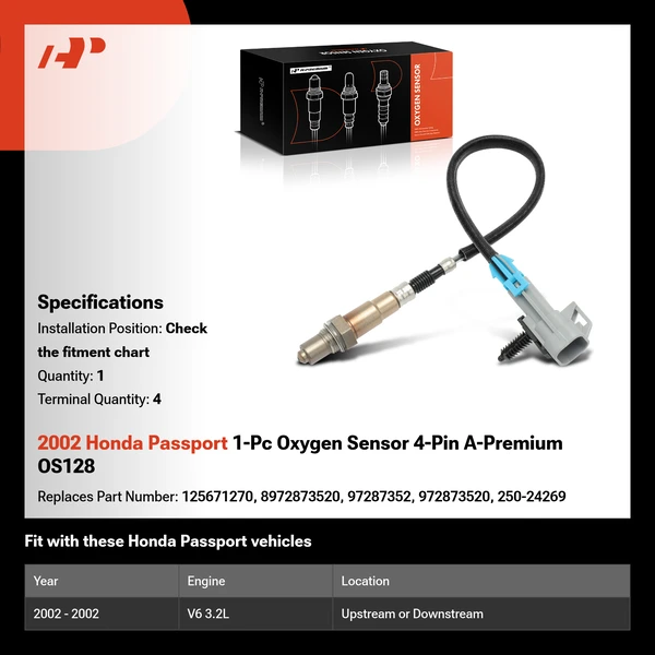 2002 Honda Passport 1-Pc Oxygen Sensor 4-Pin A-Premium OS128