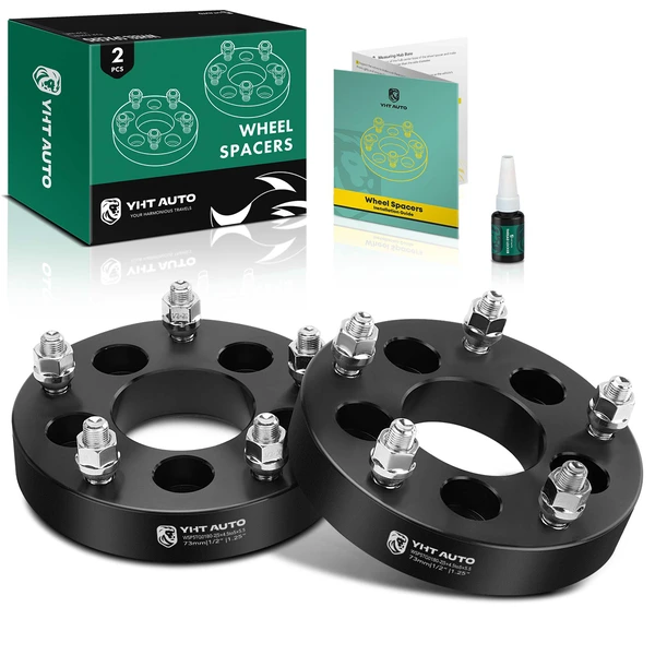 2 Pcs 1.25 inches Black 5x4.5 to 5x5.5 inches Wheel Adapters 0.5 inch x 20 73mm for 1991-2010 Ford Explorer