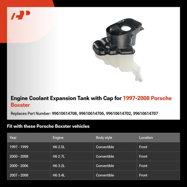 Engine Coolant Expansion Tank with Cap for 1997-2008 Porsche Boxster