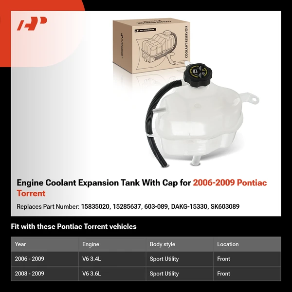 Engine Coolant Expansion Tank With Cap for 2006-2009 Pontiac Torrent
