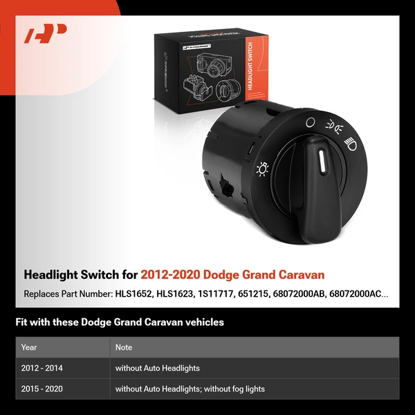 Headlight Switch for 2012-2020 Dodge Grand Caravan