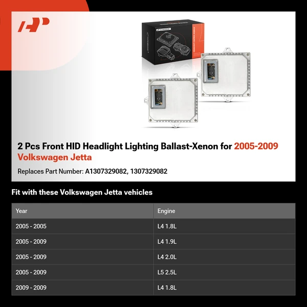 2 Pcs Front HID Headlight Lighting Ballast-Xenon for 2005-2009 Volkswagen Jetta