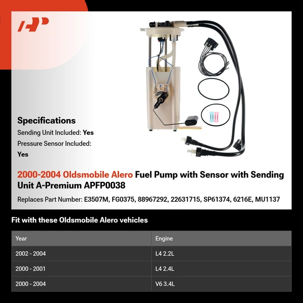 2000-2004 Oldsmobile Alero Fuel Pump with Sensor with Sending Unit A-Premium APFP0038