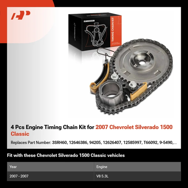4 Pcs Engine Timing Chain Kit for 2007 Chevrolet Silverado 1500 Classic