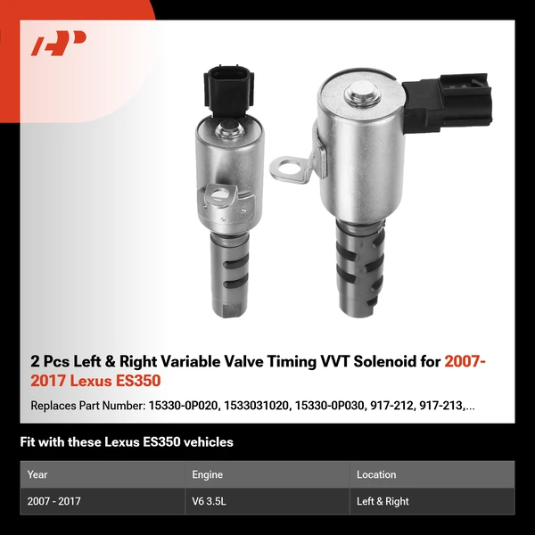 2 Pcs Left & Right Variable Valve Timing VVT Solenoid for 2007-2017 Lexus ES350