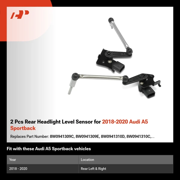 2 Pcs Rear Headlight Level Sensor for 2018-2020 Audi A5 Sportback