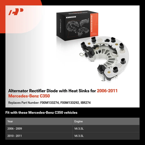 Alternator Rectifier Diode with Heat Sinks for 2006-2011 Mercedes-Benz C350