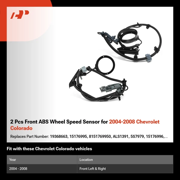 2 Pcs Front ABS Wheel Speed Sensor for 2004-2008 Chevrolet Colorado