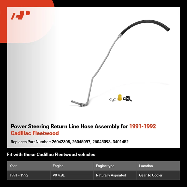 Power Steering Return Line Hose Assembly for 1991-1992 Cadillac Fleetwood