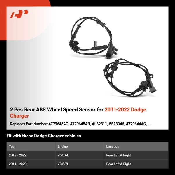 2 Pcs Rear ABS Wheel Speed Sensor for 2011-2022 Dodge Charger