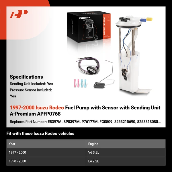 1997-2000 Isuzu Rodeo Fuel Pump with Sensor with Sending Unit A-Premium APFP0768