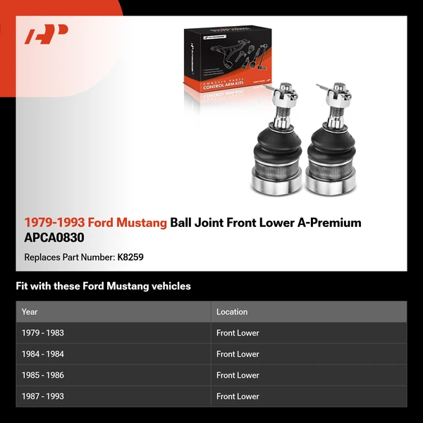 1979-1993 Ford Mustang Ball Joint Front Lower A-Premium APCA0830