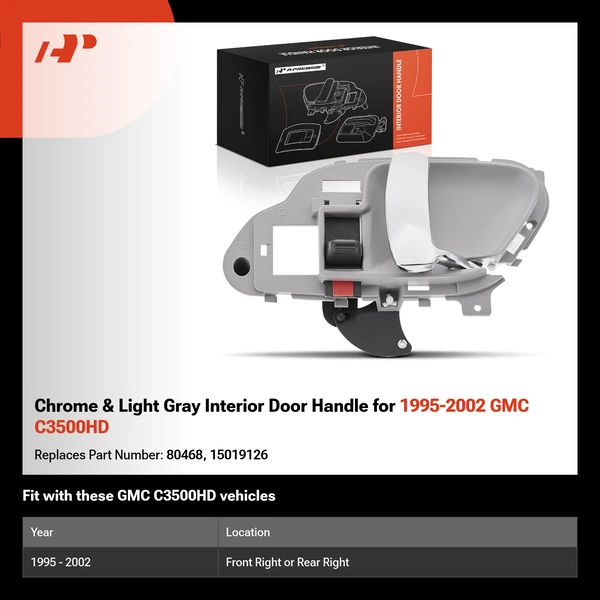 Chrome & Light Gray Interior Door Handle for 1995-2002 GMC C3500HD