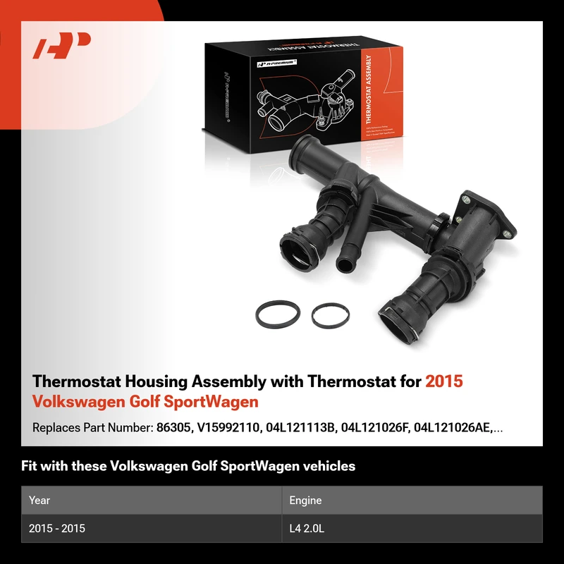 Thermostat Housing Assembly with Thermostat for 2015 Volkswagen Golf SportWagen