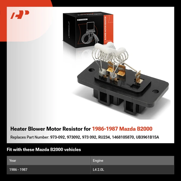 Heater Blower Motor Resistor for 1986-1987 Mazda B2000