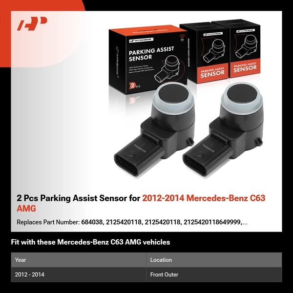 2 Pcs Parking Assist Sensor for 2012-2014 Mercedes-Benz C63 AMG
