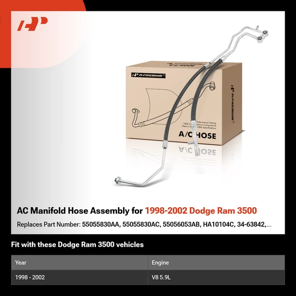 AC Manifold Hose Assembly for 1998-2002 Dodge Ram 3500