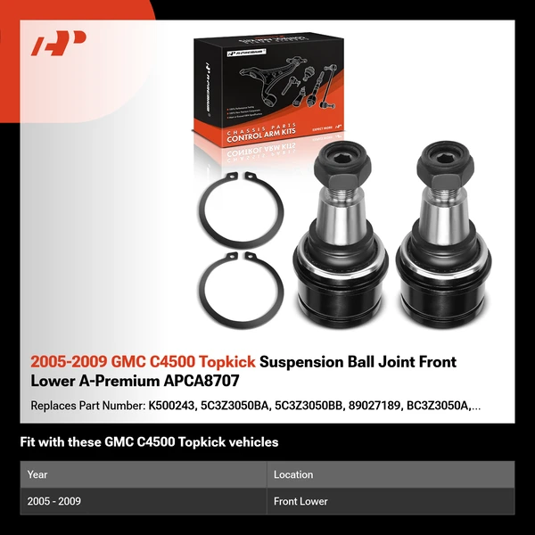 2005-2009 GMC C4500 Topkick Suspension Ball Joint Front Lower A-Premium APCA8707
