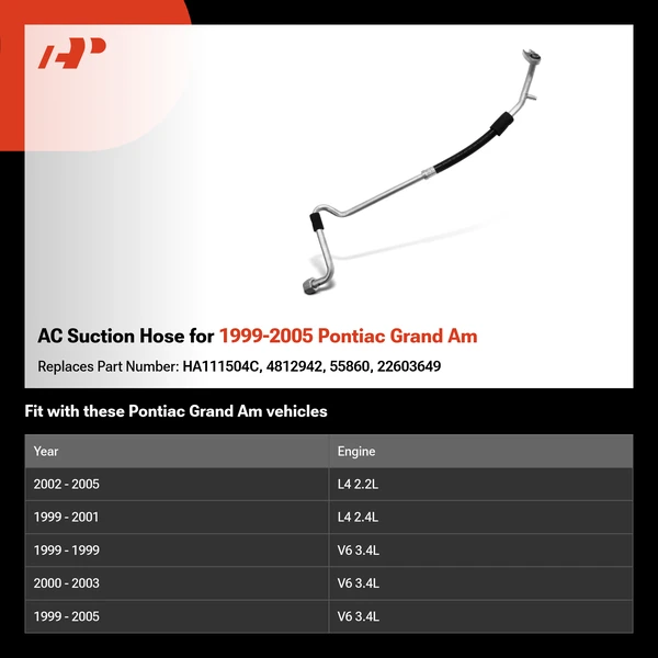 AC Suction Hose for 1999-2005 Pontiac Grand Am