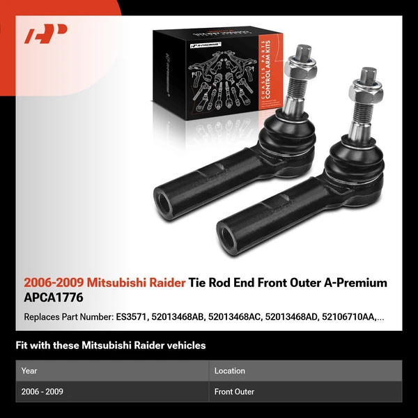 2006-2009 Mitsubishi Raider Tie Rod End Front Outer A-Premium APCA1776