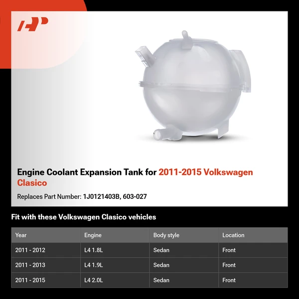 Engine Coolant Expansion Tank for 2011-2015 Volkswagen Clasico