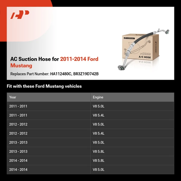 AC Suction Hose for 2011-2014 Ford Mustang