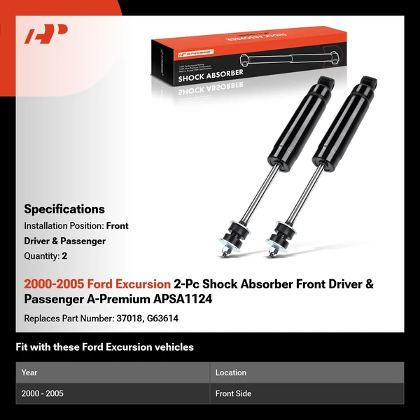 2000-2005 Ford Excursion 2-Pc Shock Absorber Front Driver & Passenger A-Premium APSA1124