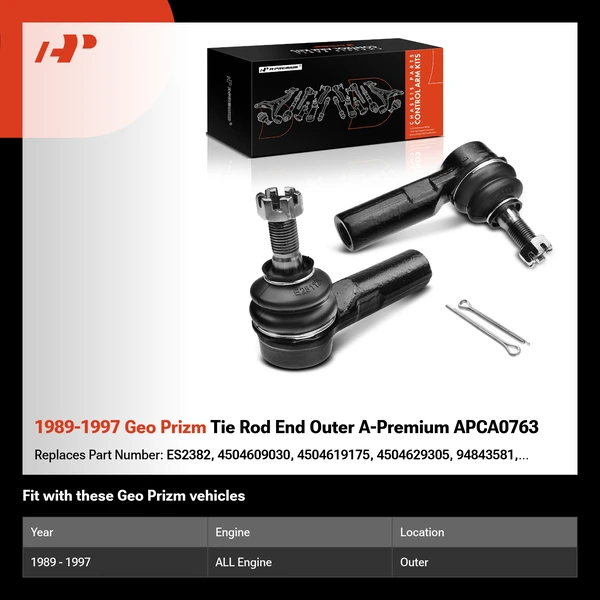 1989-1997 Geo Prizm Tie Rod End Outer A-Premium APCA0763