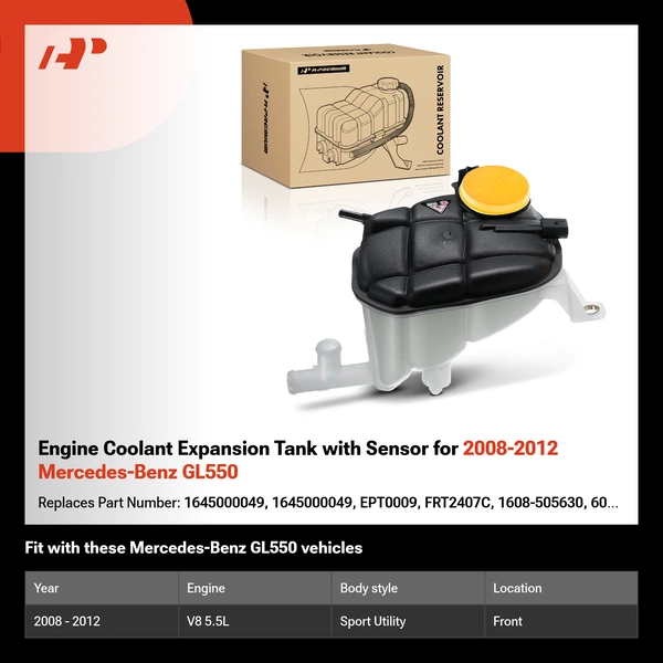 Engine Coolant Expansion Tank with Sensor for 2008-2012 Mercedes-Benz GL550