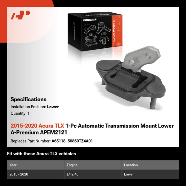 2015-2020 Acura TLX 1-Pc Automatic Transmission Mount Lower A-Premium APEM2121