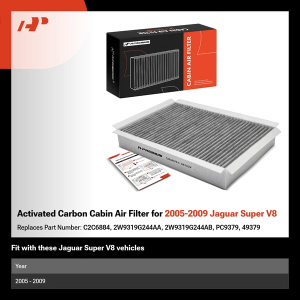Activated Carbon Cabin Air Filter for 2005-2009 Jaguar Super V8