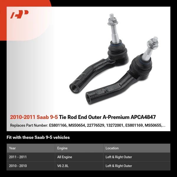 2010-2011 Saab 9-5 Tie Rod End Outer A-Premium APCA4847