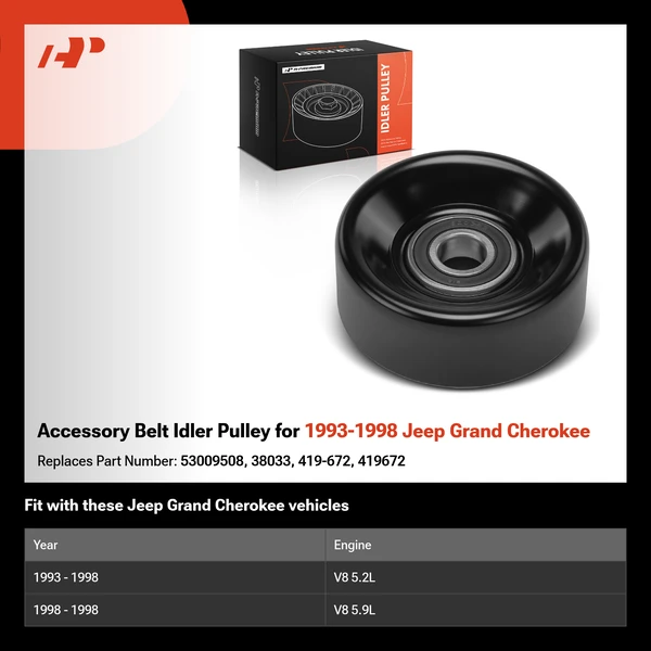 Accessory Belt Idler Pulley for 1993-1998 Jeep Grand Cherokee