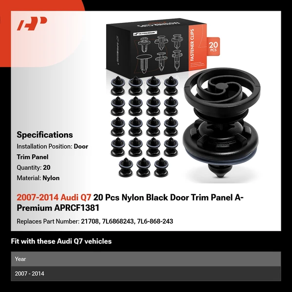 2007-2014 Audi Q7 20 Pcs Nylon Black Door Trim Panel A-Premium APRCF1381