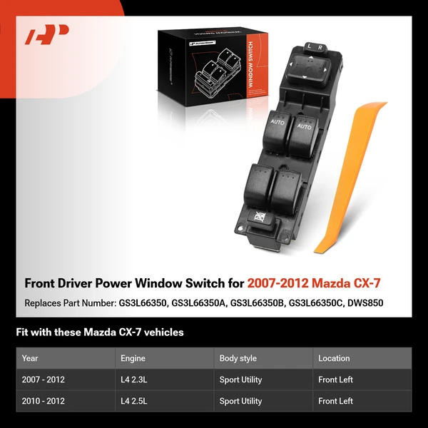 Front Driver Power Window Switch for 2007-2012 Mazda CX-7