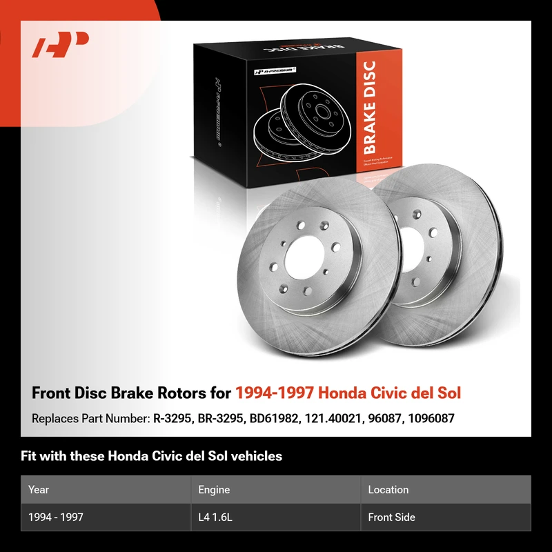 Front Disc Brake Rotors for 1994-1997 Honda Civic del Sol