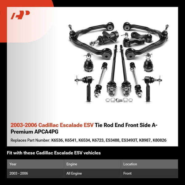 2003-2006 Cadillac Escalade ESV Tie Rod End Front Side A-Premium APCA4PG