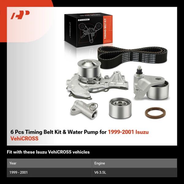 6 Pcs Timing Belt Kit & Water Pump for 1999-2001 Isuzu VehiCROSS