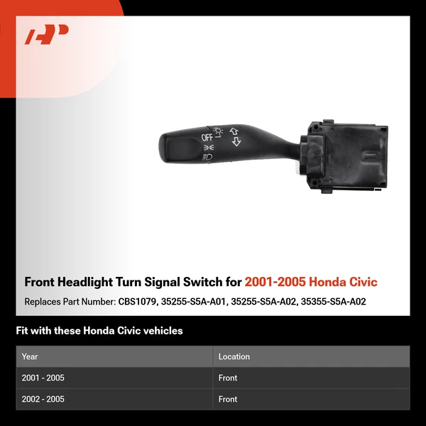 Front Headlight Turn Signal Switch for 2001-2005 Honda Civic