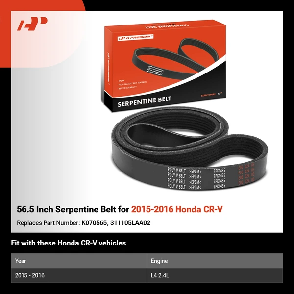 56.5 Inch Serpentine Belt for 2015-2016 Honda CR-V