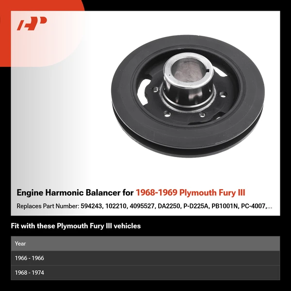 Engine Harmonic Balancer for 1968-1969 Plymouth Fury III