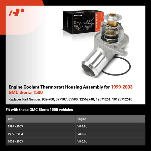 Engine Coolant Thermostat Housing Assembly for 1999-2003 GMC Sierra 1500