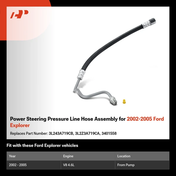 Power Steering Pressure Line Hose Assembly for 2002-2005 Ford Explorer