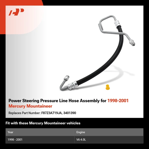 Power Steering Pressure Line Hose Assembly for 1998-2001 Mercury Mountaineer